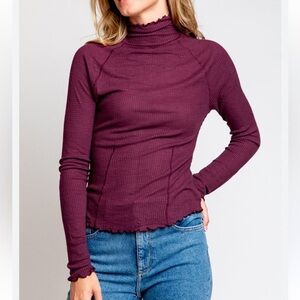 Intimately Free People Make It Easy Thermal, Mock Neck, Long Sleeves, XS